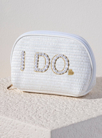 "I DO" ZIP POUCH, WHITE - Nifty Decor & More