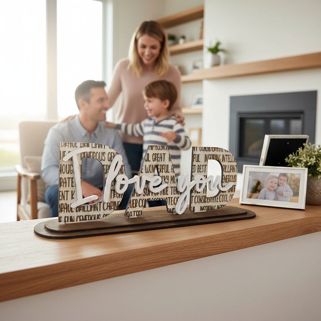 I Love You Dad Wood Shelf Sitter - Nifty Decor & More