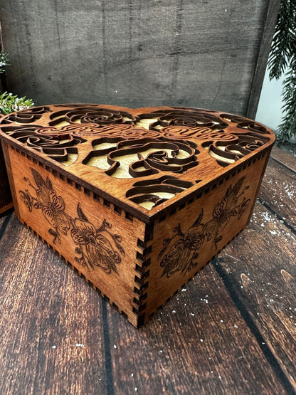 I Love You - Heart shaped box | Valentine wood box - Nifty Decor & More