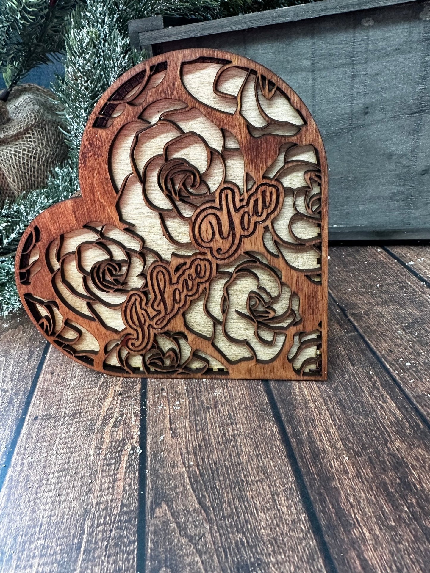 I Love You - Heart shaped box | Valentine wood box - Nifty Decor & More