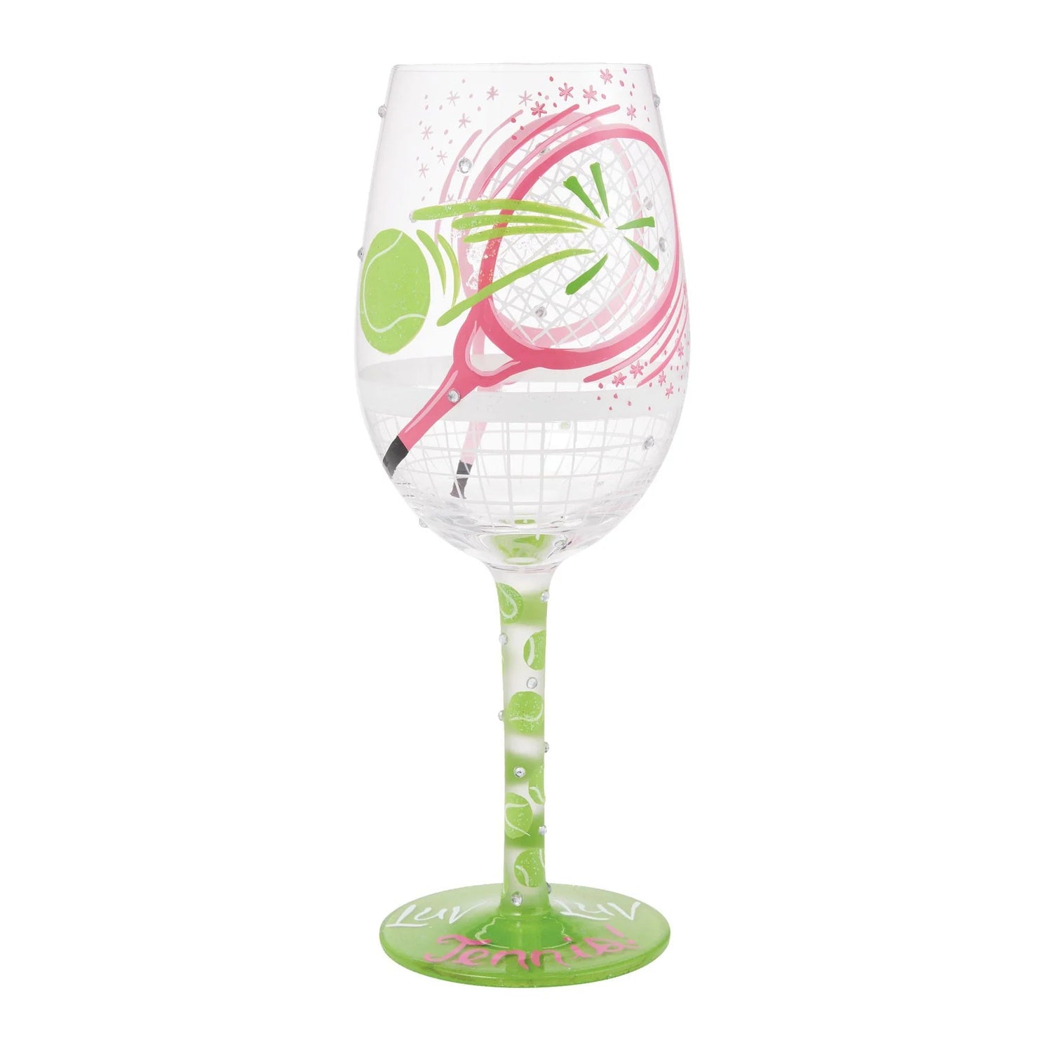 I Luv Luv Tennis Hand Painted Wine Glass - Nifty Decor & More