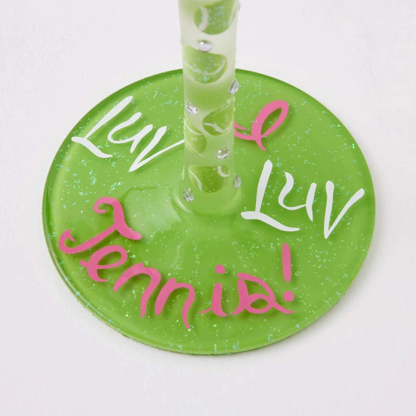 I Luv Luv Tennis Hand Painted Wine Glass - Nifty Decor & More