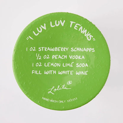 I Luv Luv Tennis Hand Painted Wine Glass - Nifty Decor & More