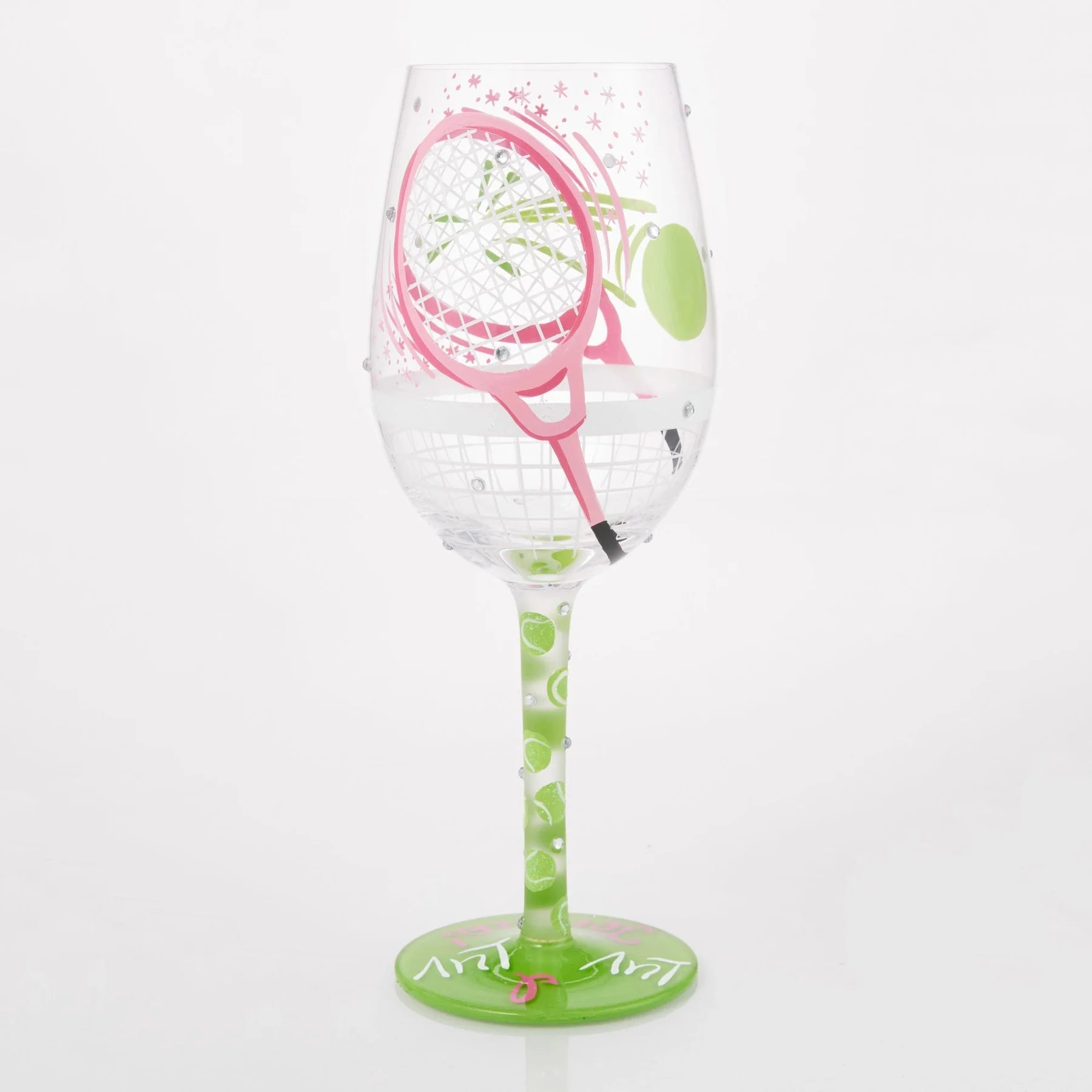 I Luv Luv Tennis Hand Painted Wine Glass - Nifty Decor & More