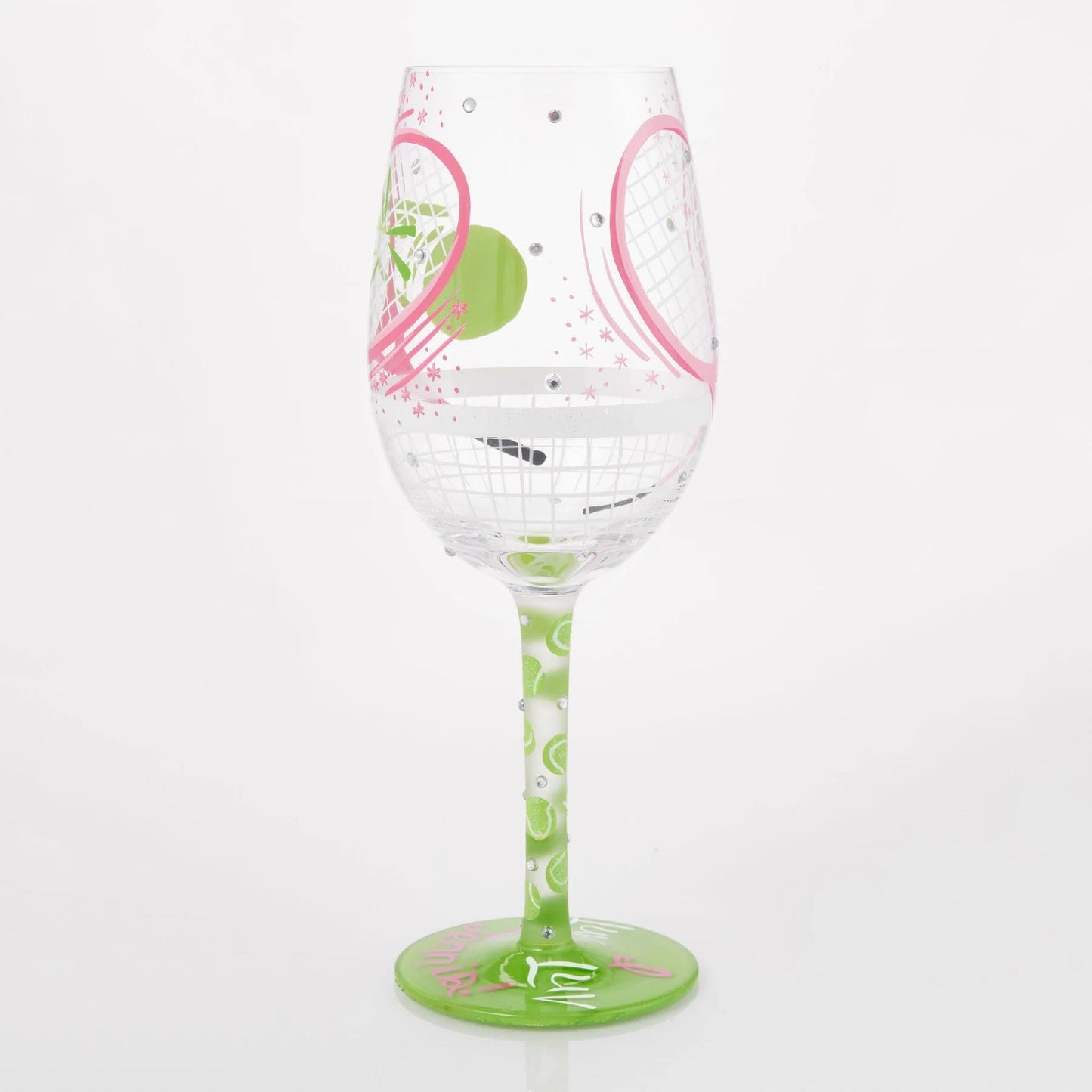 I Luv Luv Tennis Hand Painted Wine Glass - Nifty Decor & More