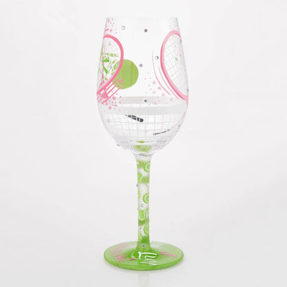 I Luv Luv Tennis Hand Painted Wine Glass - Nifty Decor & More