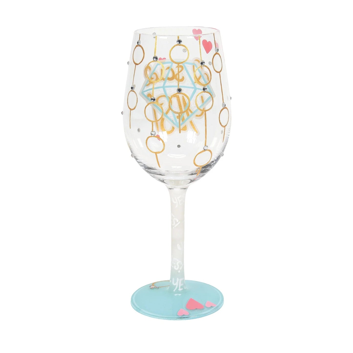 I Said Yes Hand - Painted Wine Glass, 15 oz. - Nifty Decor & More