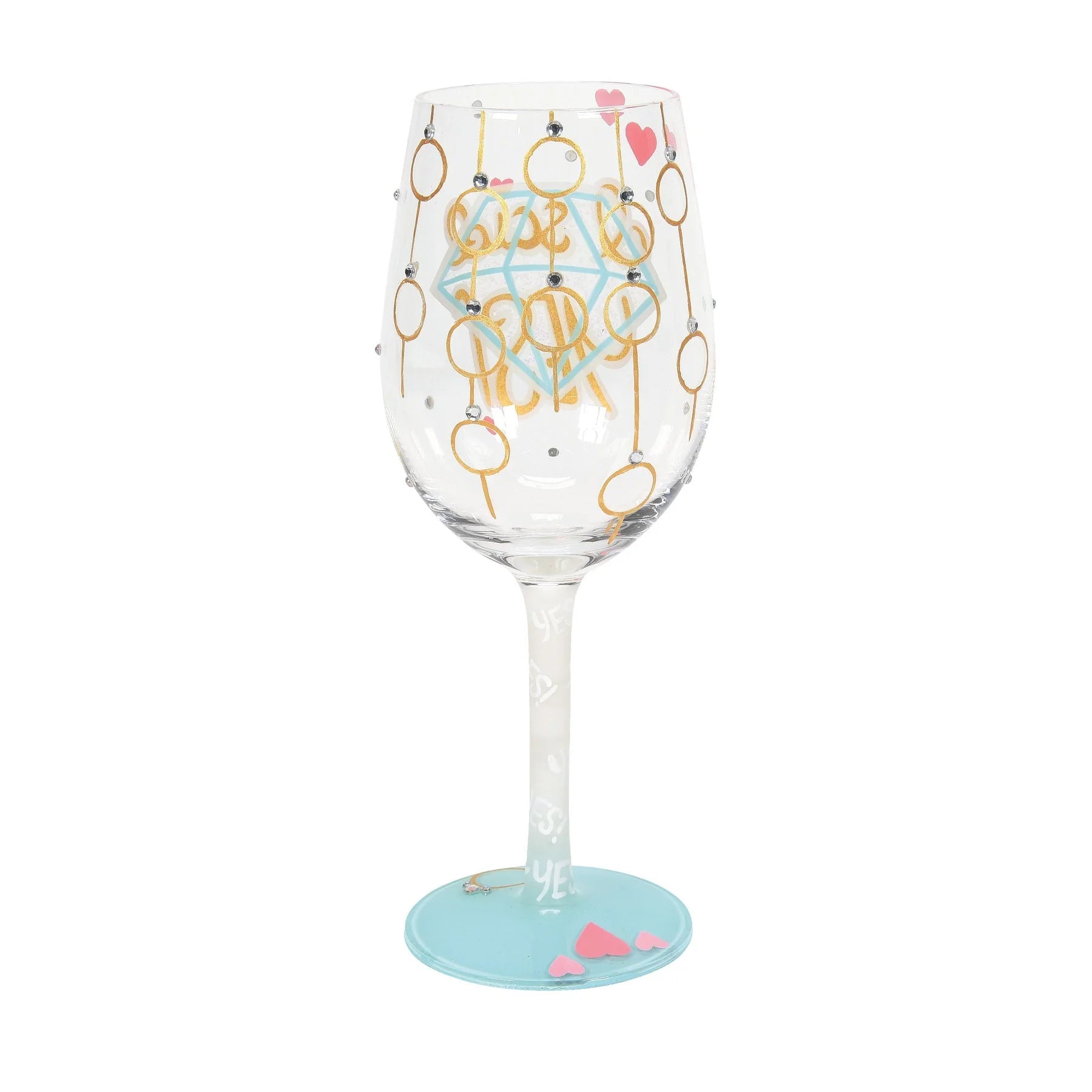 I Said Yes Hand - Painted Wine Glass, 15 oz. - Nifty Decor & More