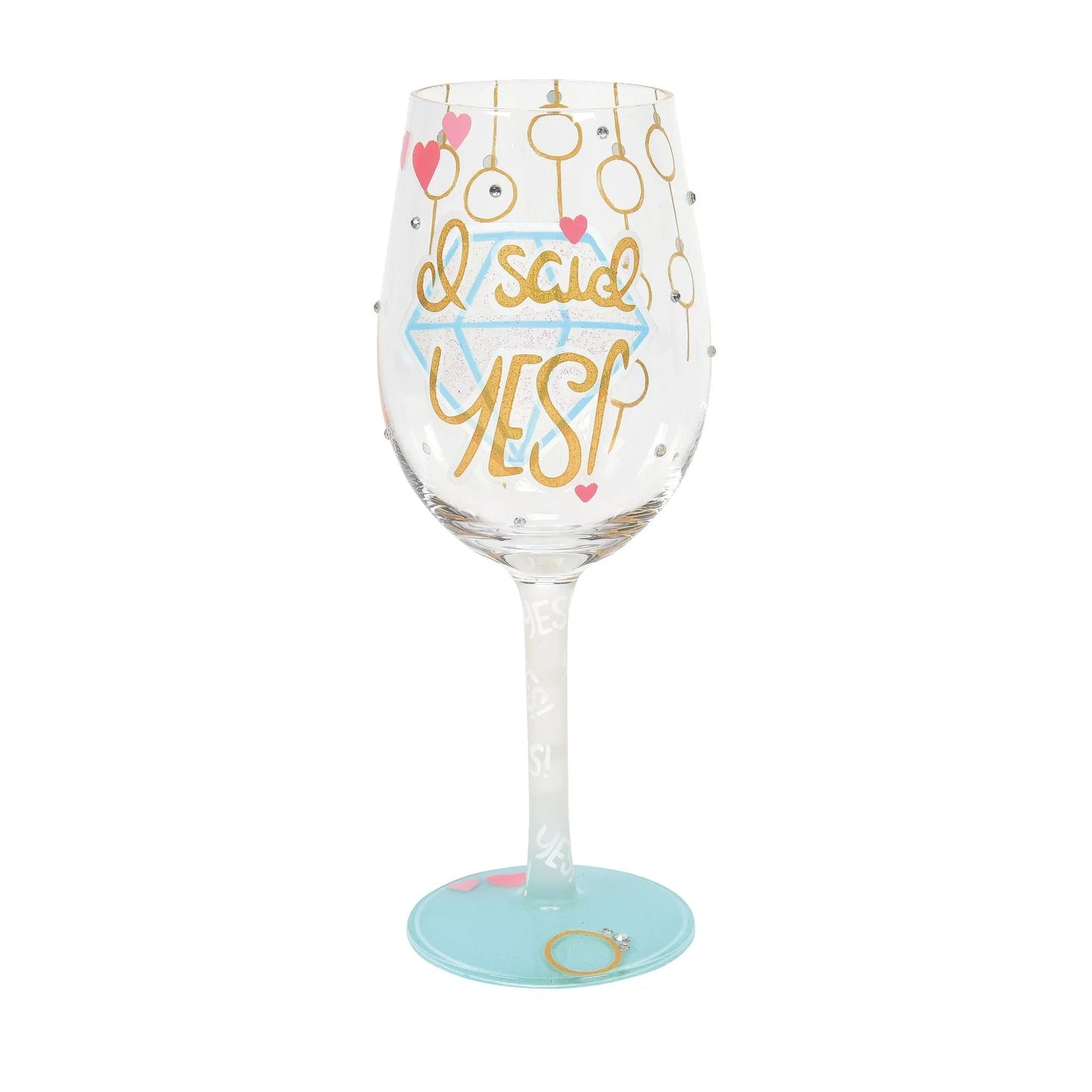 I Said Yes Hand - Painted Wine Glass, 15 oz. - Nifty Decor & More