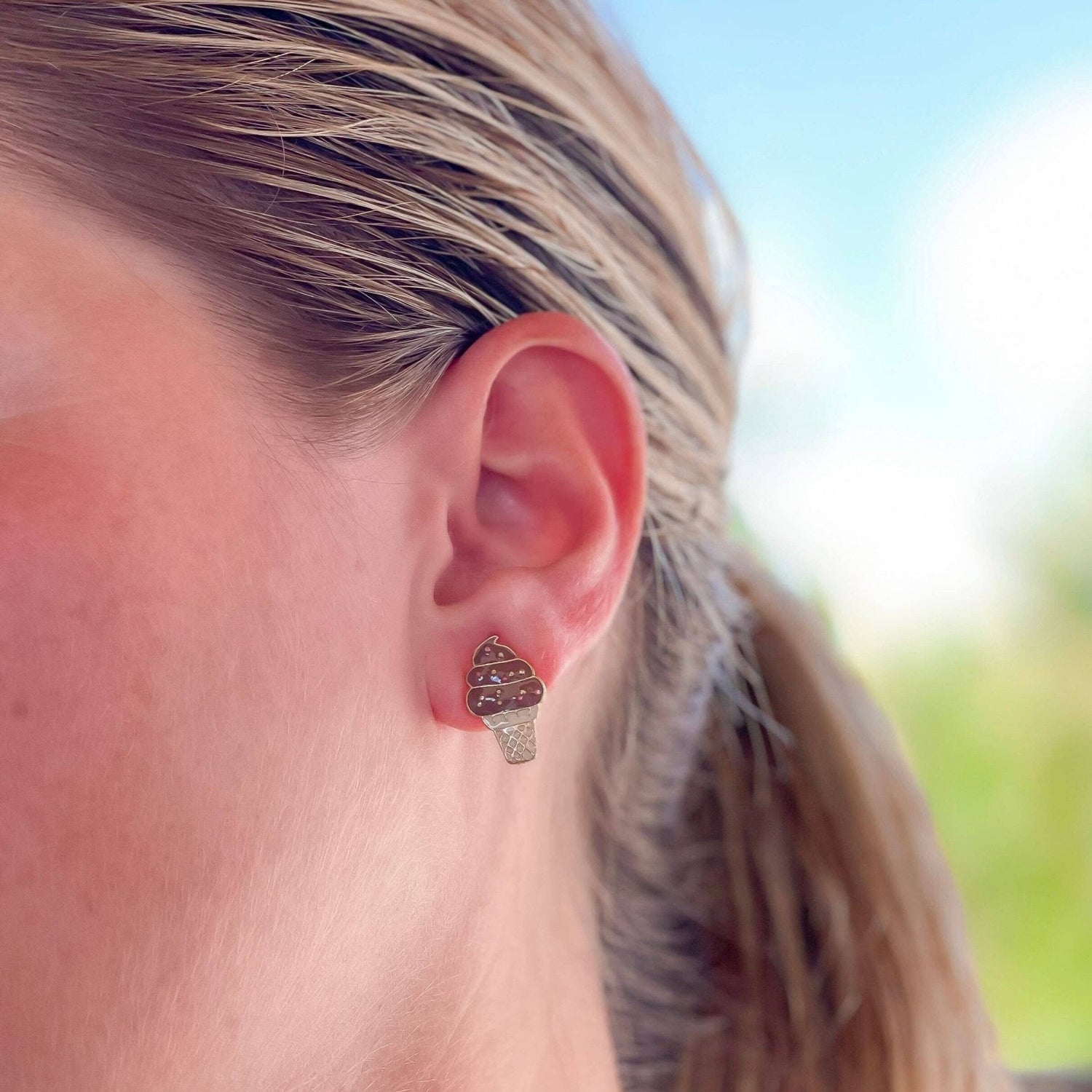 Ice Cream Stud Earrings, Playful & Delicious Style, Accessorize with Sweetness, Gift for Foodie Friends - Nifty Decor & More