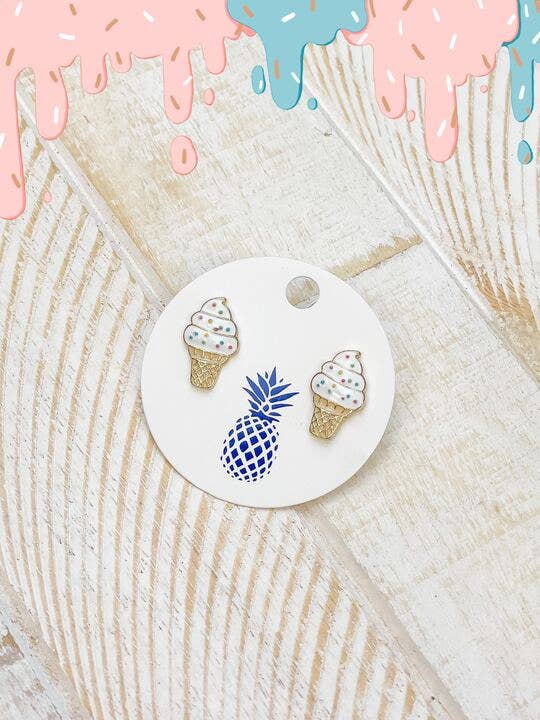 Ice Cream Stud Earrings, Playful & Delicious Style, Accessorize with Sweetness, Gift for Foodie Friends - Nifty Decor & More