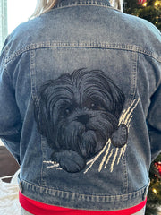 Embroidered Dog Denim Jacket