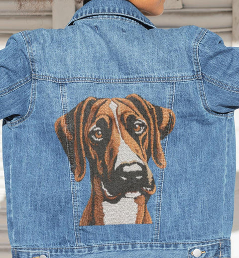 Embroidered Dog Denim Jacket