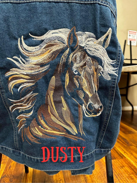 Embroidered Horse Denim Jacket