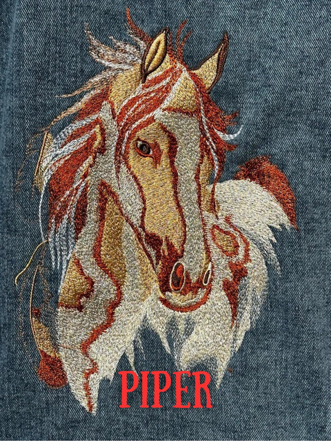 Embroidered Horse Denim Jacket