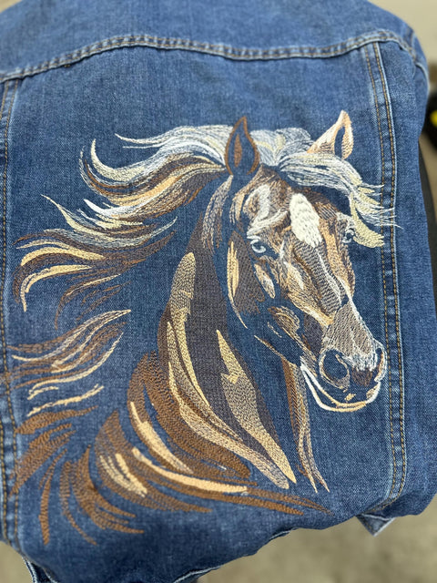 Embroidered Horse Denim Jacket