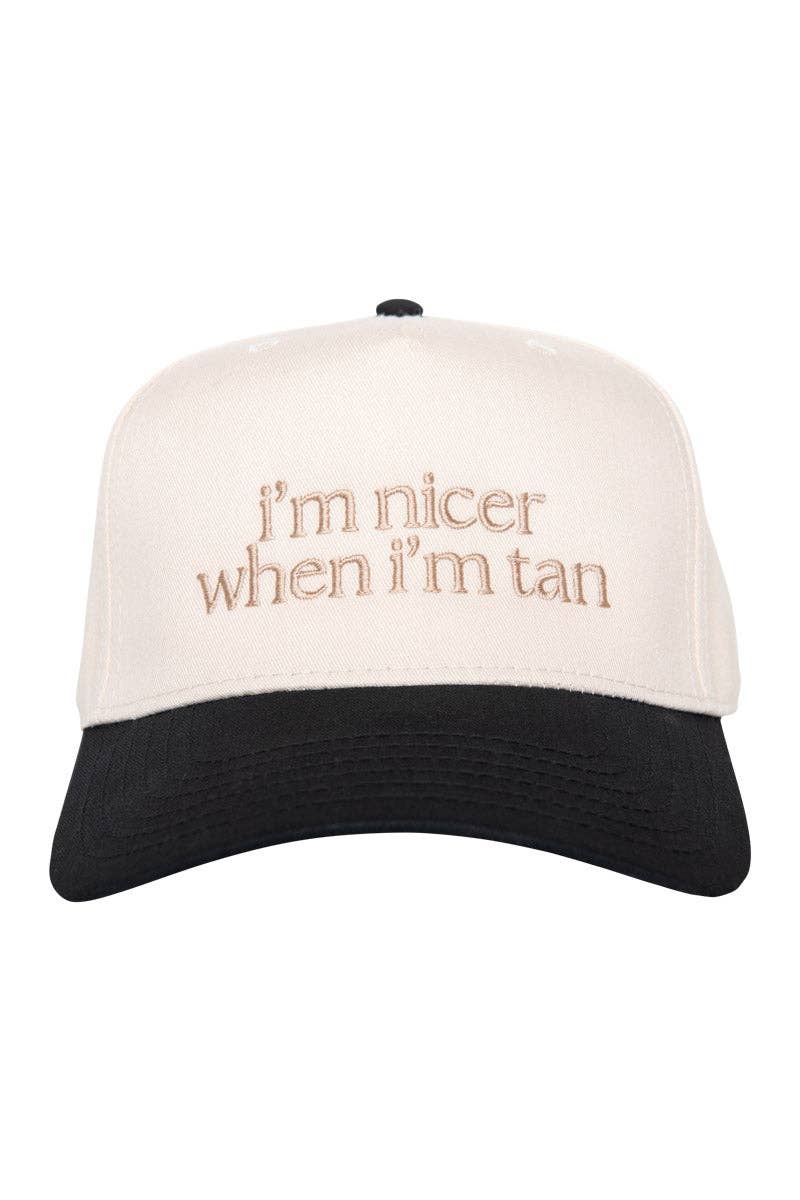 I'm Nicer When I'm Tan Two-Toned Retro Hat, Chic Summertime Headwear, Girly Gift for Sun Lovers Trucker Hats