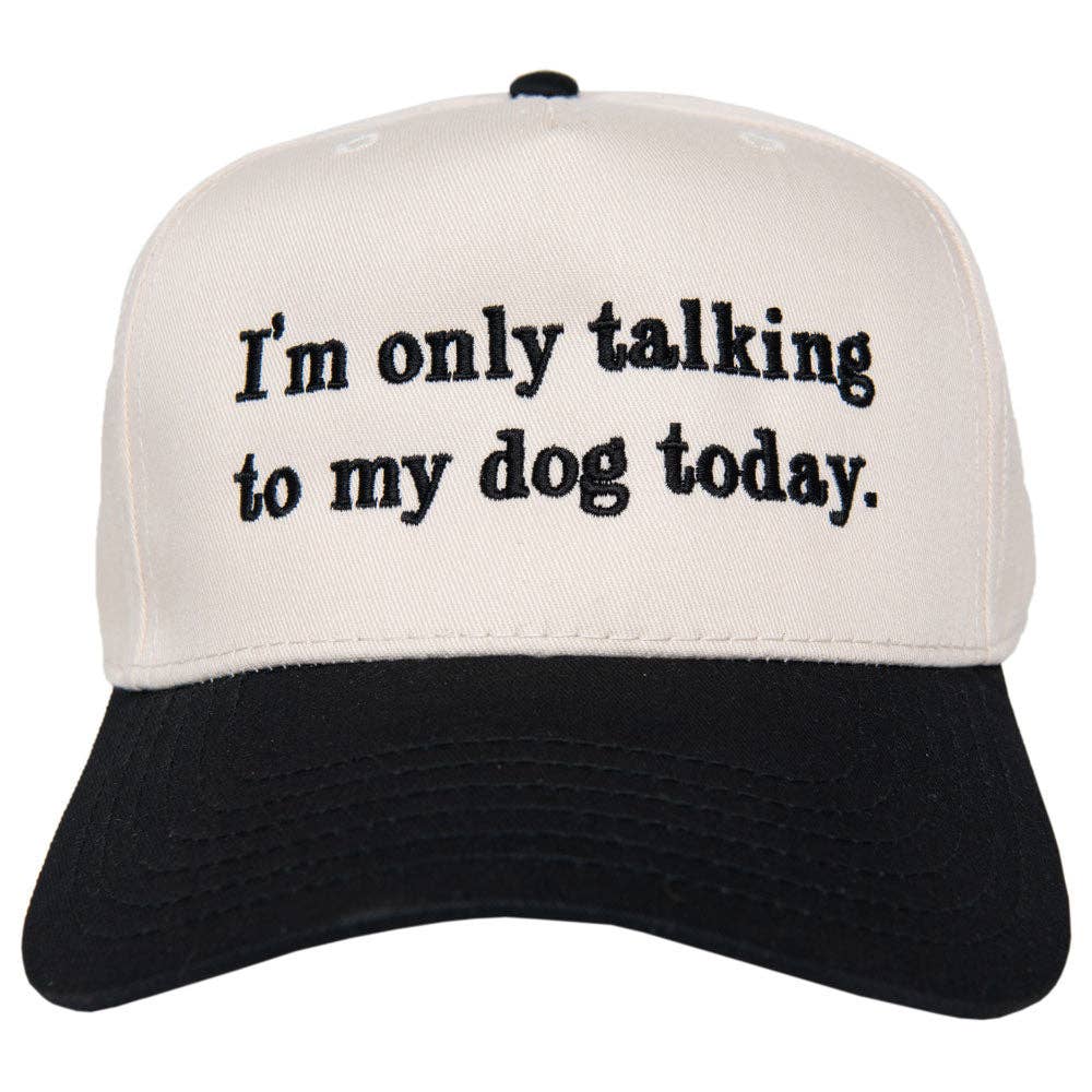 I'm Only Talking To My Dog Today Vintage Hat, Chic Girly Summertime Headwear, Casual Wear, Perfect Gift for Dog Lovers Trucker Hats Black and Tan