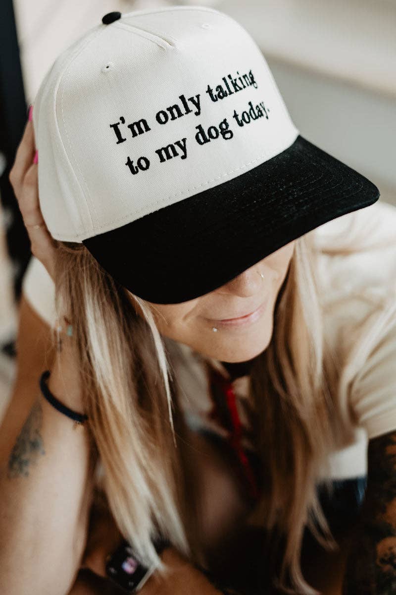I'm Only Talking To My Dog Today Vintage Hat, Chic Girly Summertime Headwear, Casual Wear, Perfect Gift for Dog Lovers Trucker Hats