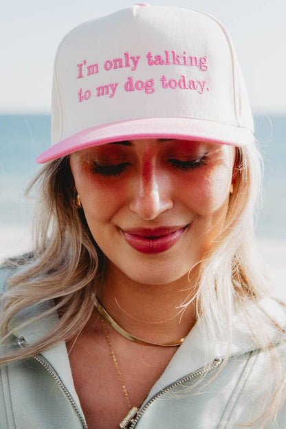 I'm Only Talking To My Dog Today Vintage Hat, Chic Girly Summertime Headwear, Casual Wear, Perfect Gift for Dog Lovers - Nifty Decor & More