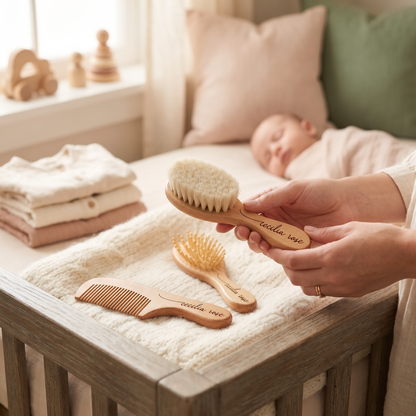 Personalized-Engraved Baby’s 1st Hair Brush & Comb - 4 piece set