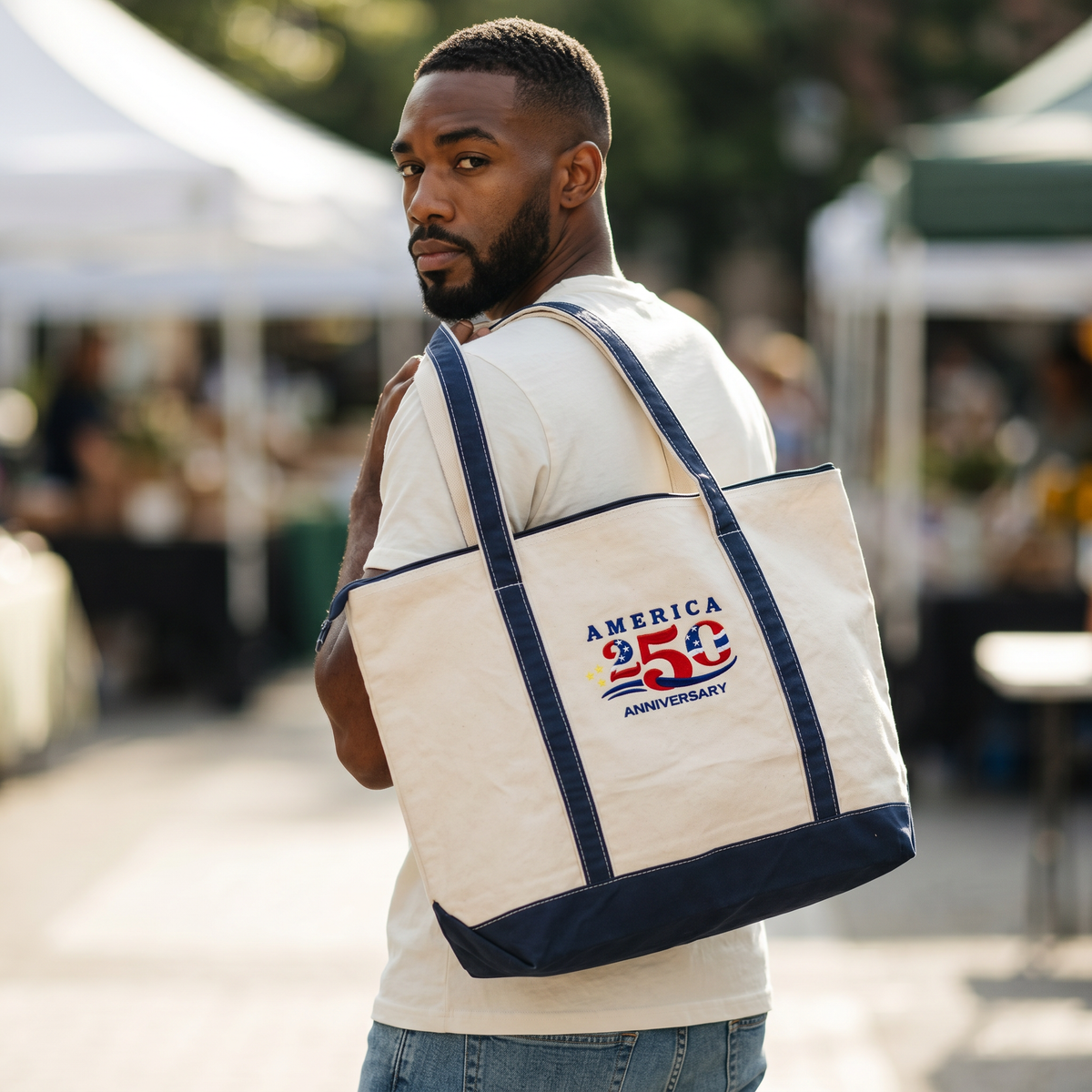 Customized Embroidered Patriotic Tote Bag