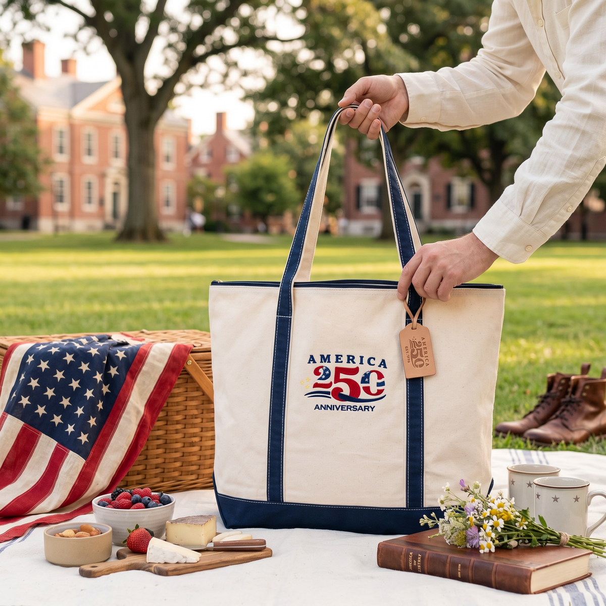 Customized Embroidered Patriotic Tote Bag