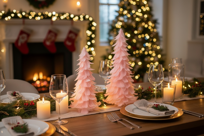 15.5" Pink Feather Cone Tree