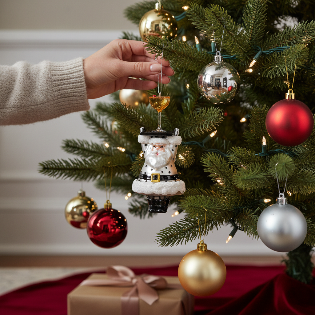 Champagne Service Santa 3.5" Ornament by Raz Imports