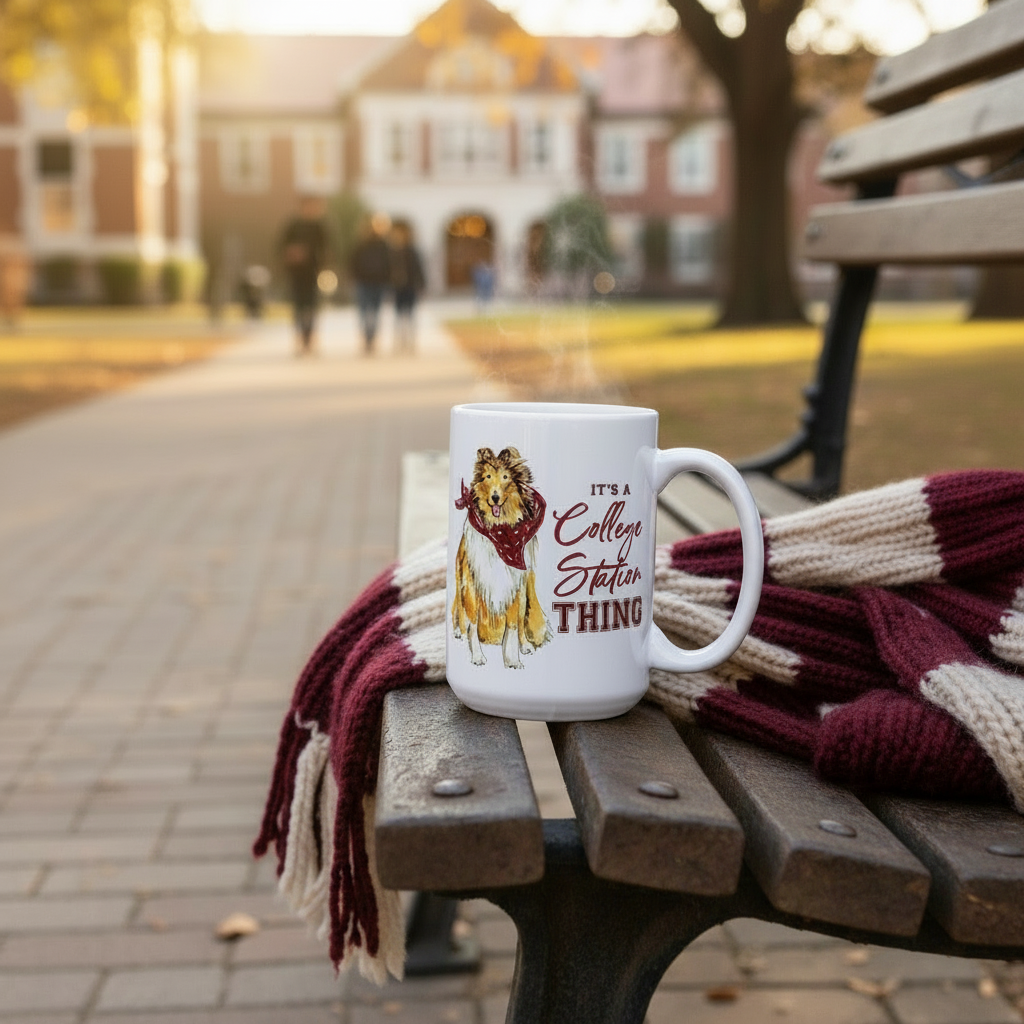 Maroon Collie Collegiate Ceramic Mug 14 Oz.