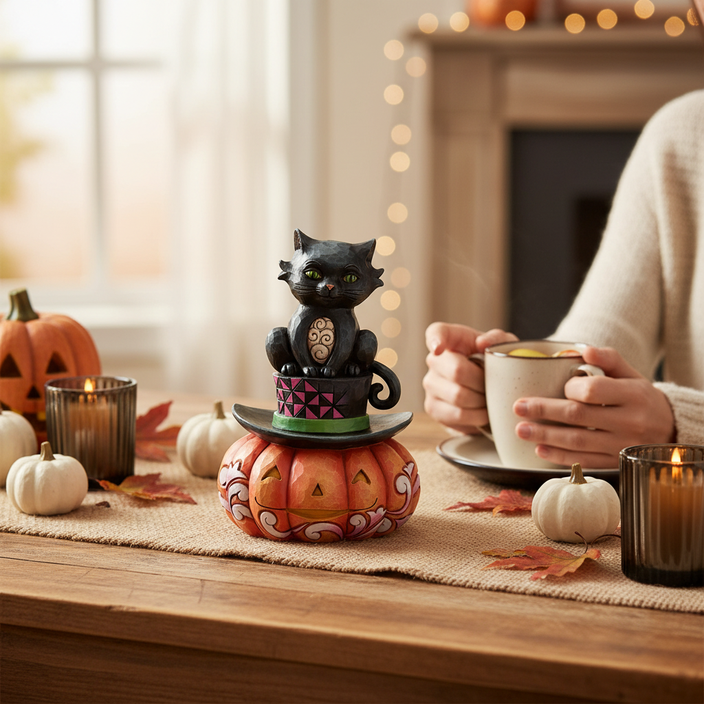 Black Cat on Top Hat Figurine