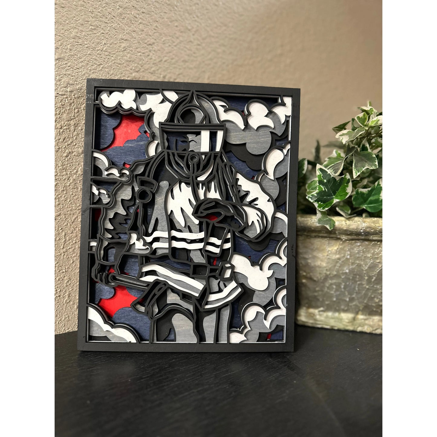 Firefighter 3D - Wall Art Patriotic Wall Decor Blue  