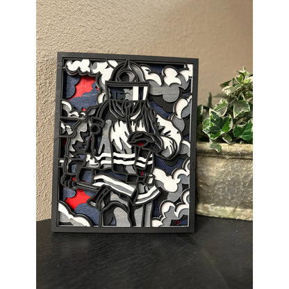 Firefighter 3D - Wall Art Patriotic Wall Decor Blue  