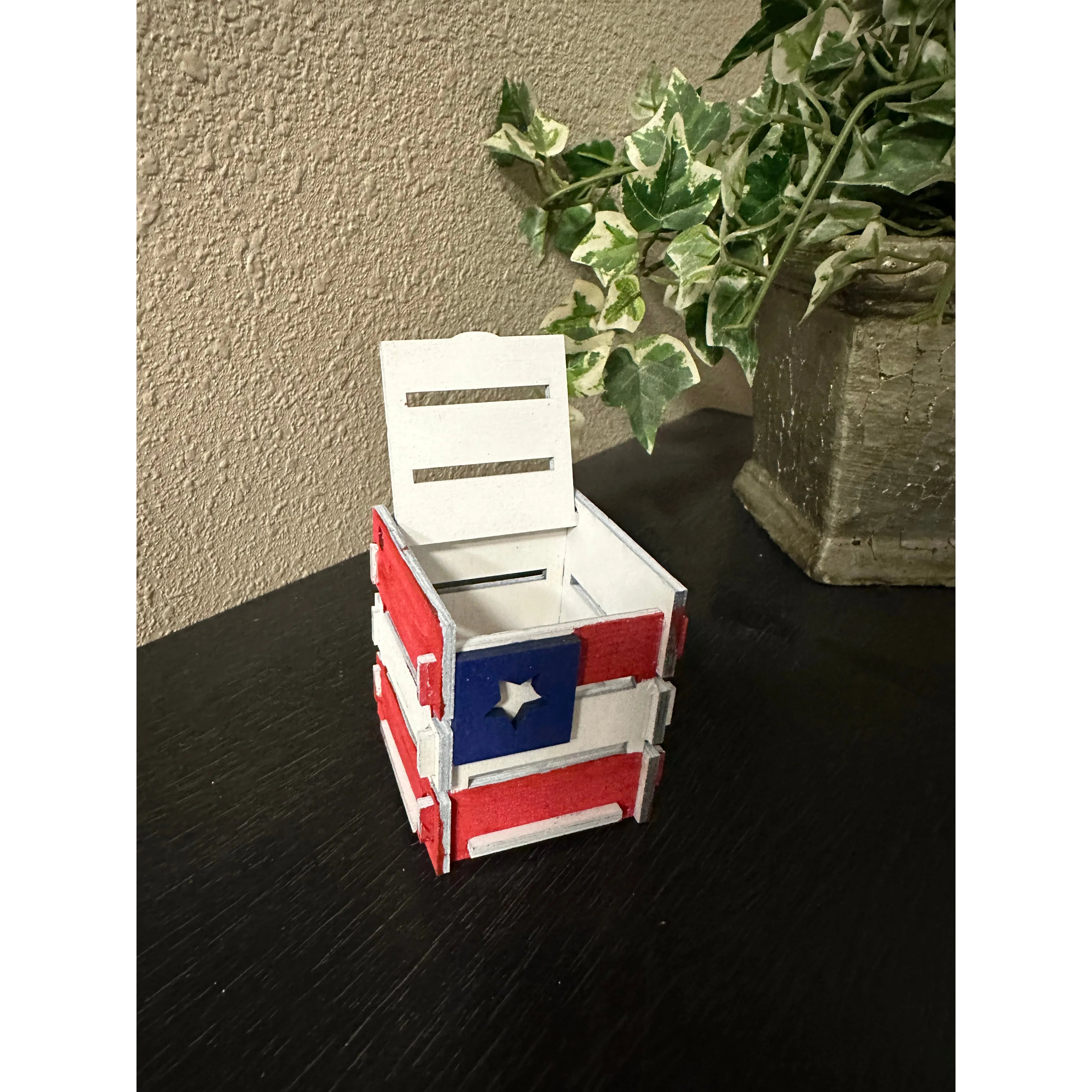 Patriotic Decorative Box Patriotic Table Decor With Lid  
