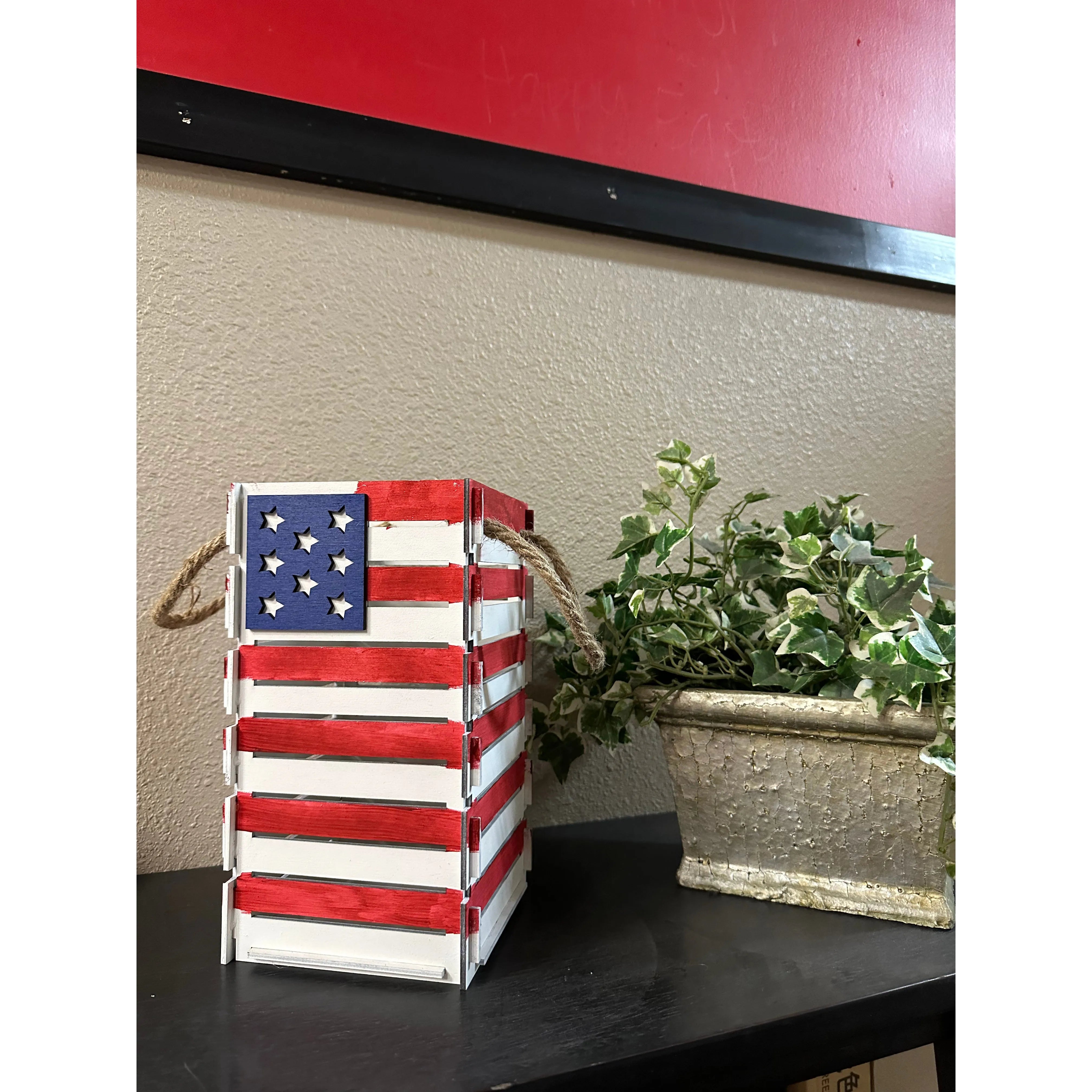Patriotic Decorative Box Patriotic Table Decor Decorative Box with handles  
