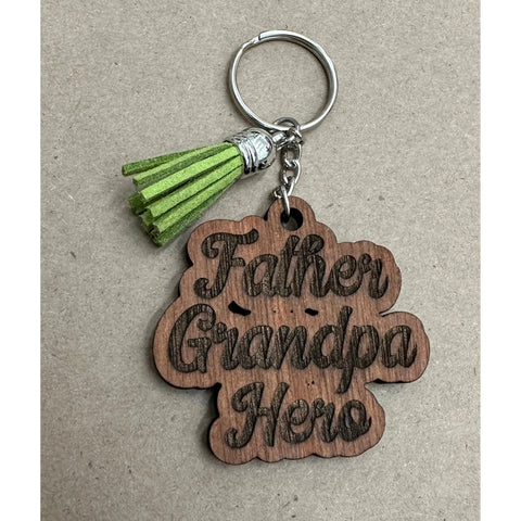 Father, Grandpa, Hero Keychain Keychains   