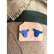 Cow Earrings Animal Earrings SMALL Blue - Design 