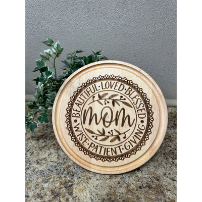 Mom Maple Small Round Cutting Board Round Boards   