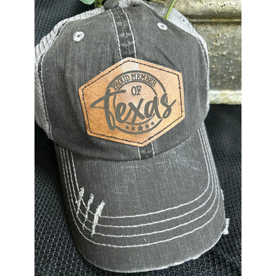 Texas Leather Patch Hat Leather Patch - Hats Proud Member of Texas  