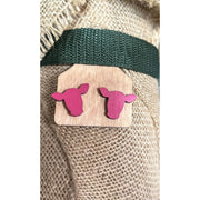 Cow Earrings Animal Earrings BIG Pink - Blank 