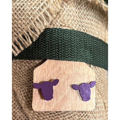 Cow Earrings Animal Earrings SMALL Purple - Blank 