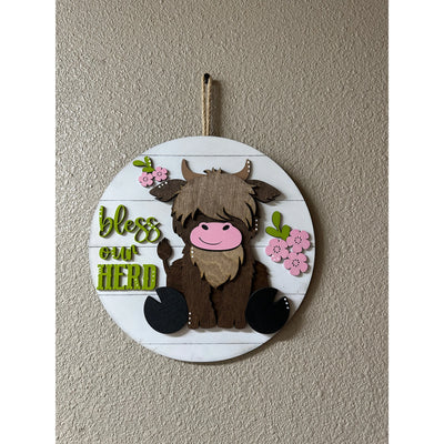 Bless Our Herd Cow Door hanger   