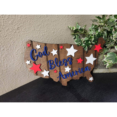 God Bless America USA Patriotic Wall Decor   