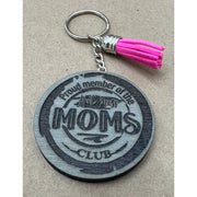 Proud Member of the Mom’s Club Keychain Keychains Blue with pink tassel  