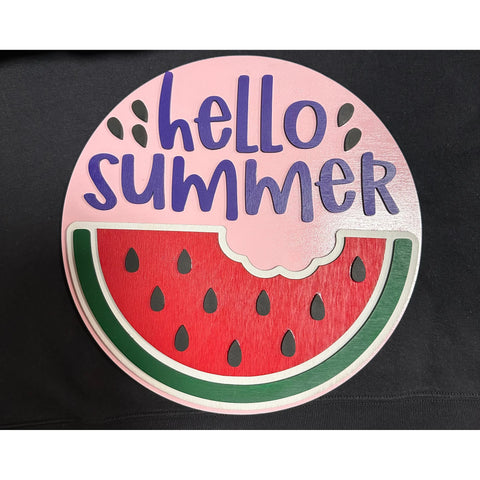 Hello Summer - Watermelon Door Hanger Door hanger Pink/Purple  