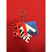 Patriotic Keychains Keychains Peace Love & America  