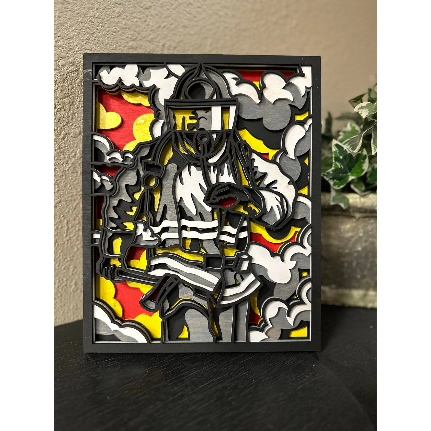 Firefighter 3D - Wall Art Patriotic Wall Decor Yellow  