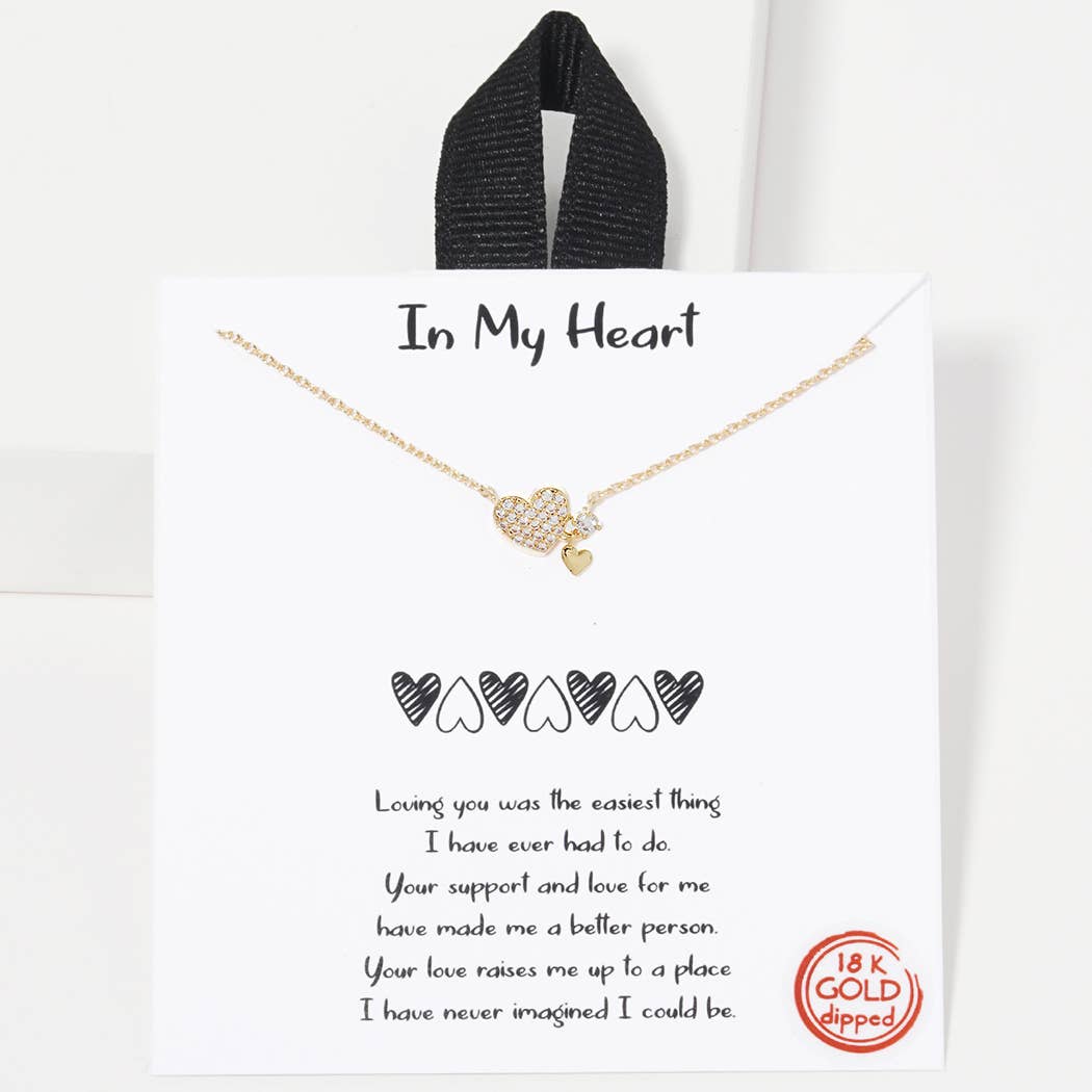In My Heart /Pave CZ Heart Charm Pendant Necklace GDCRY One Size