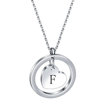 Initial Heart Charm In Ring Stainless Steel Necklace - Nifty Decor & More