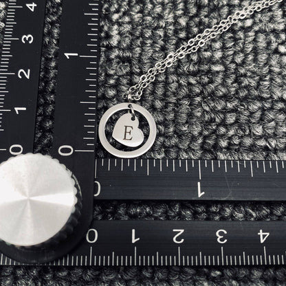 Initial Heart Charm In Ring Stainless Steel Necklace - Nifty Decor & More